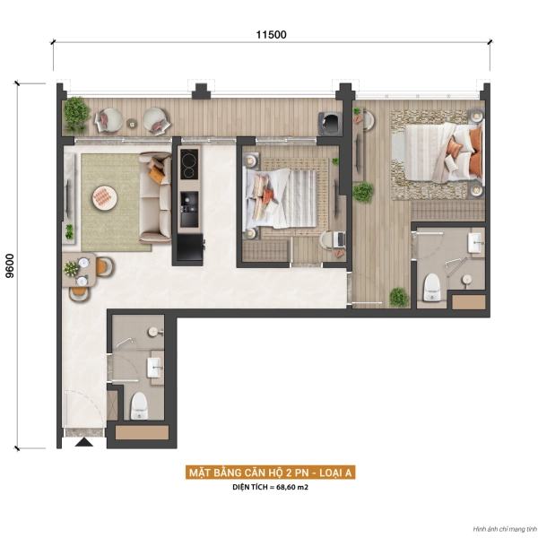 Layout 2 Phòng Ngủ Blanca