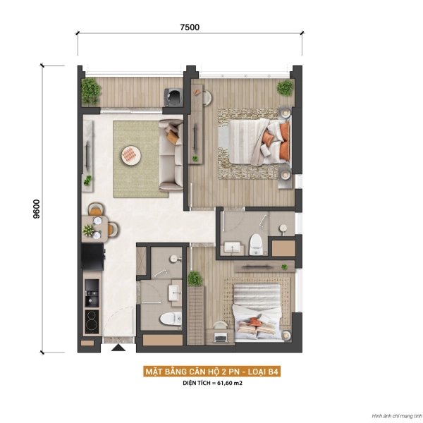 Layout 2 Phòng Ngủ Blanca